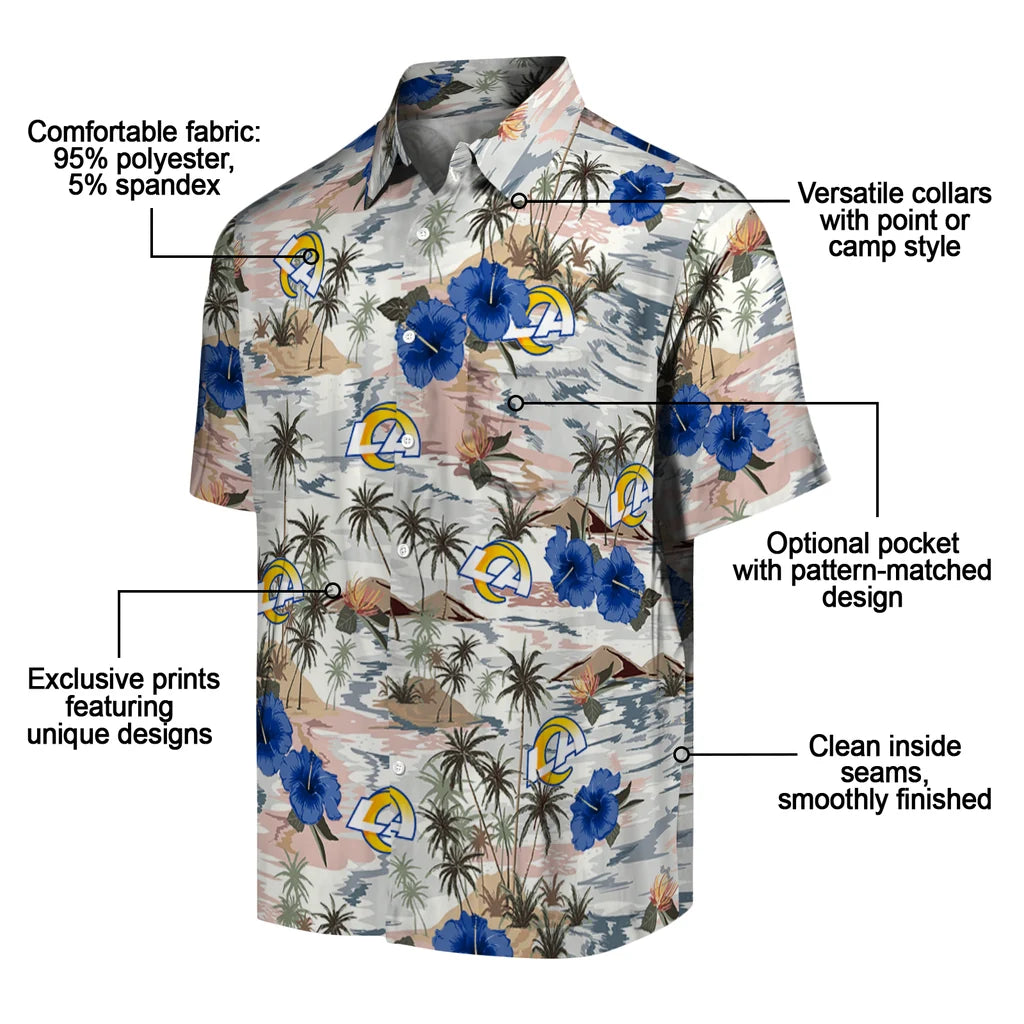 Los Angeles Rams Hawaiian Shirt - Hibiscus Seaside | Moonbestprint