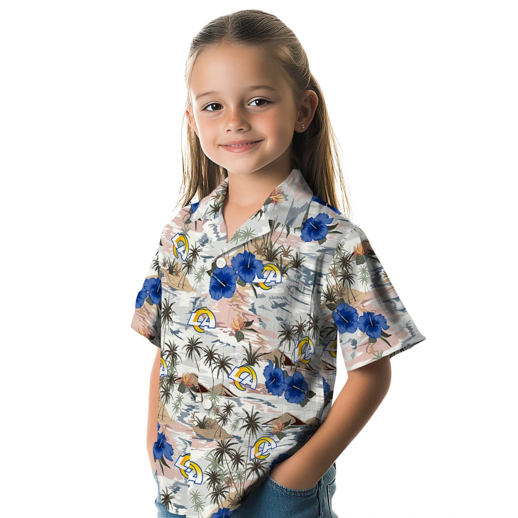 Los Angeles Rams Hawaiian Shirt - Hibiscus Seaside | Moonbestprint