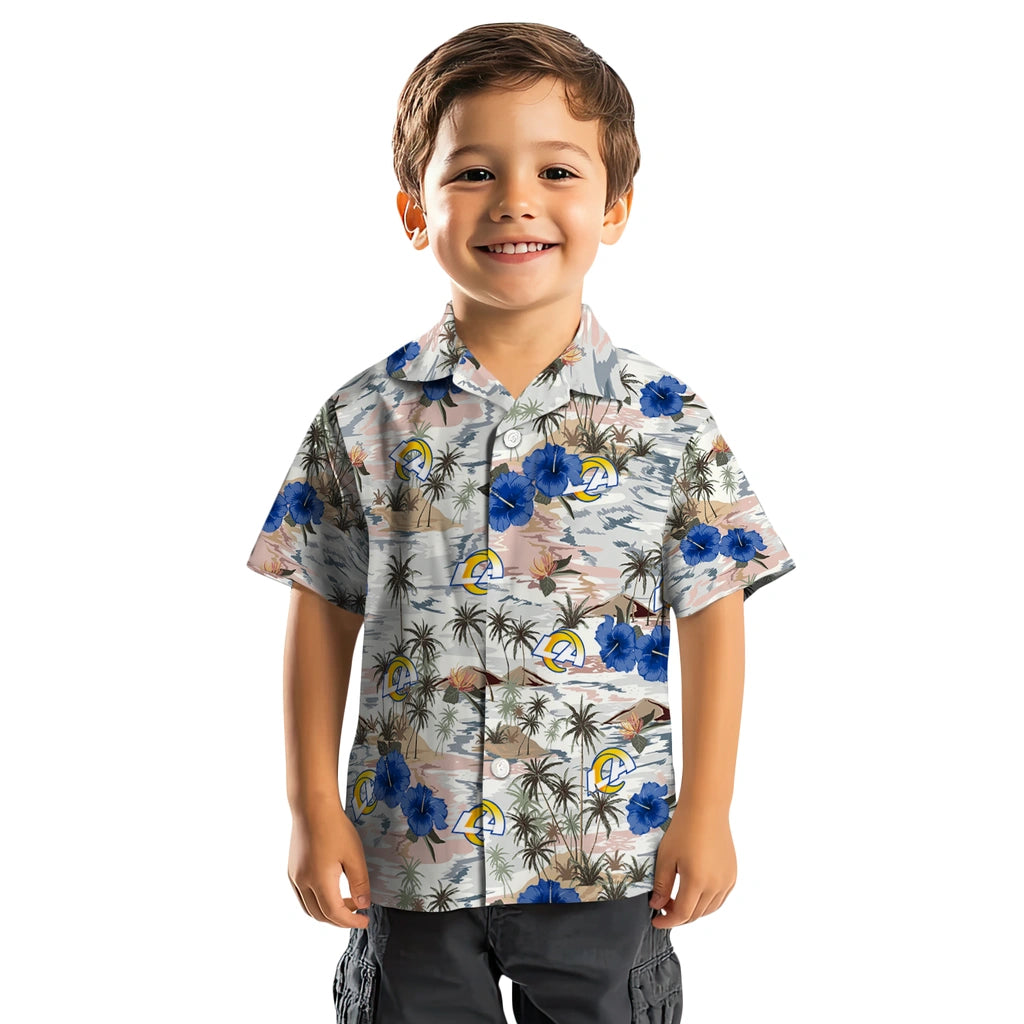 Los Angeles Rams Hawaiian Shirt - Hibiscus Seaside | Moonbestprint