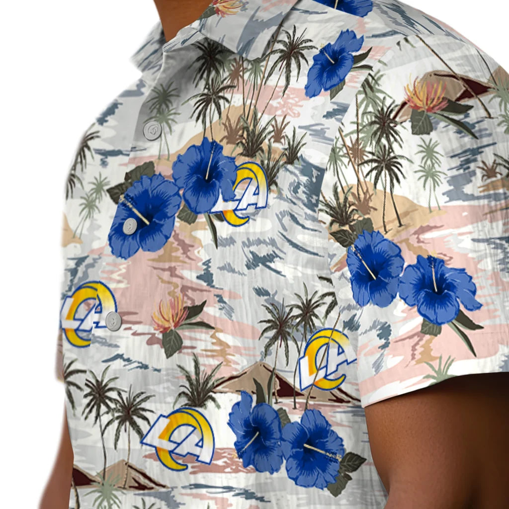 Los Angeles Rams Hawaiian Shirt - Hibiscus Seaside | Moonbestprint