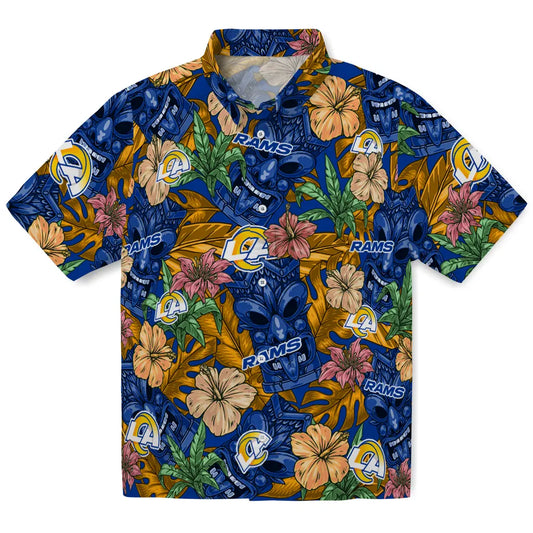 Los Angeles Rams Hawaiian Shirt - Hibiscus Tiki Jungle | Moonbestprint