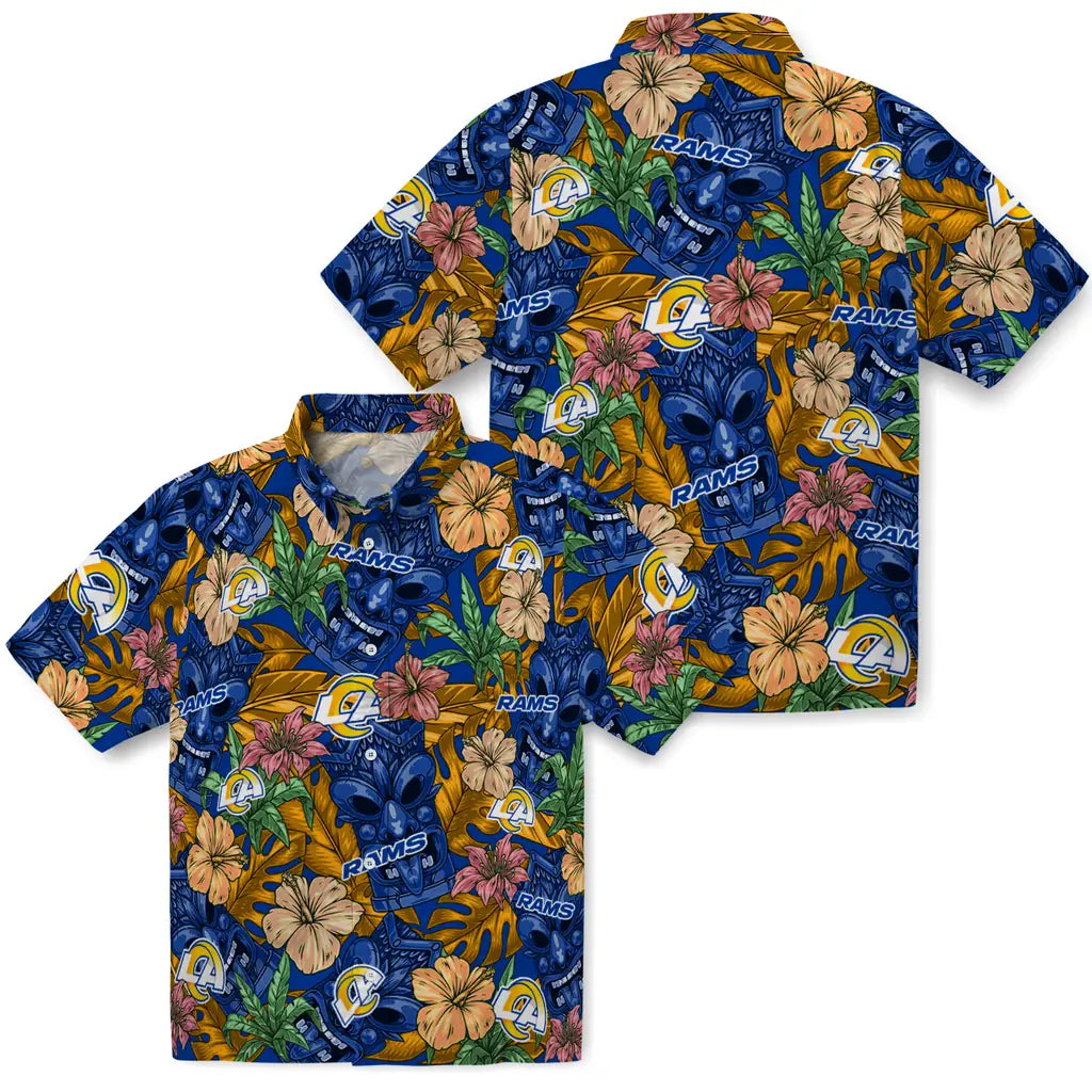 Los Angeles Rams Hawaiian Shirt - Hibiscus Tiki Jungle | Moonbestprint