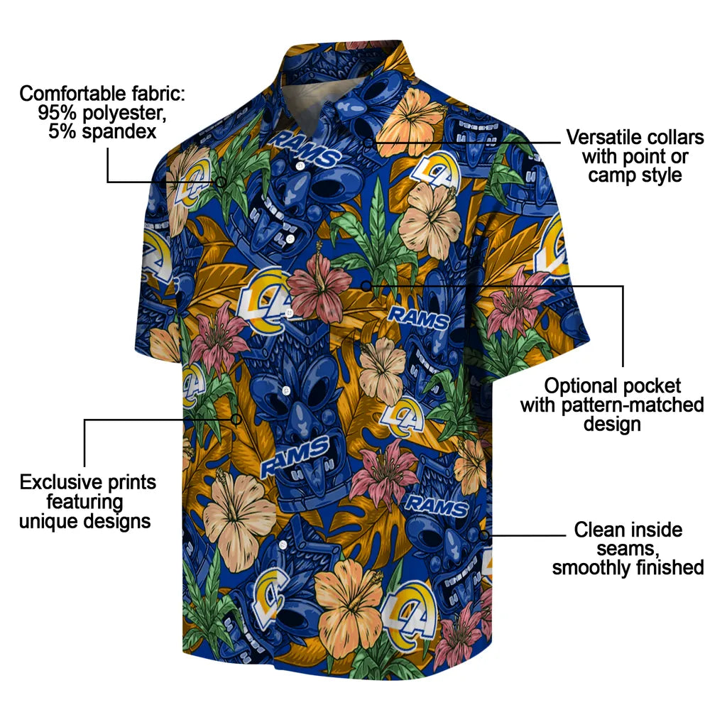 Los Angeles Rams Hawaiian Shirt - Hibiscus Tiki Jungle | Moonbestprint