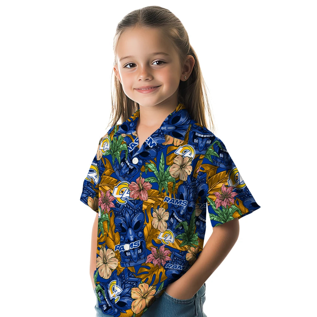 Los Angeles Rams Hawaiian Shirt - Hibiscus Tiki Jungle | Moonbestprint
