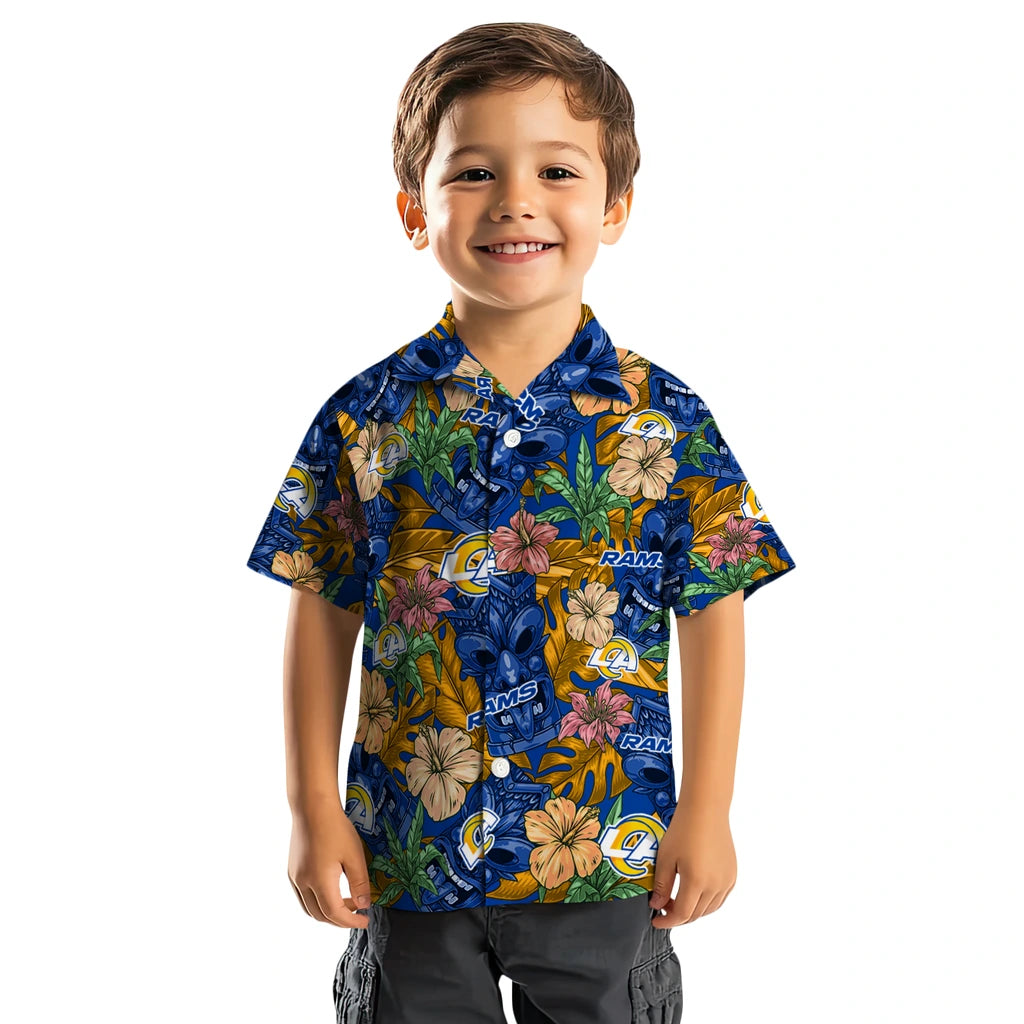 Los Angeles Rams Hawaiian Shirt - Hibiscus Tiki Jungle | Moonbestprint