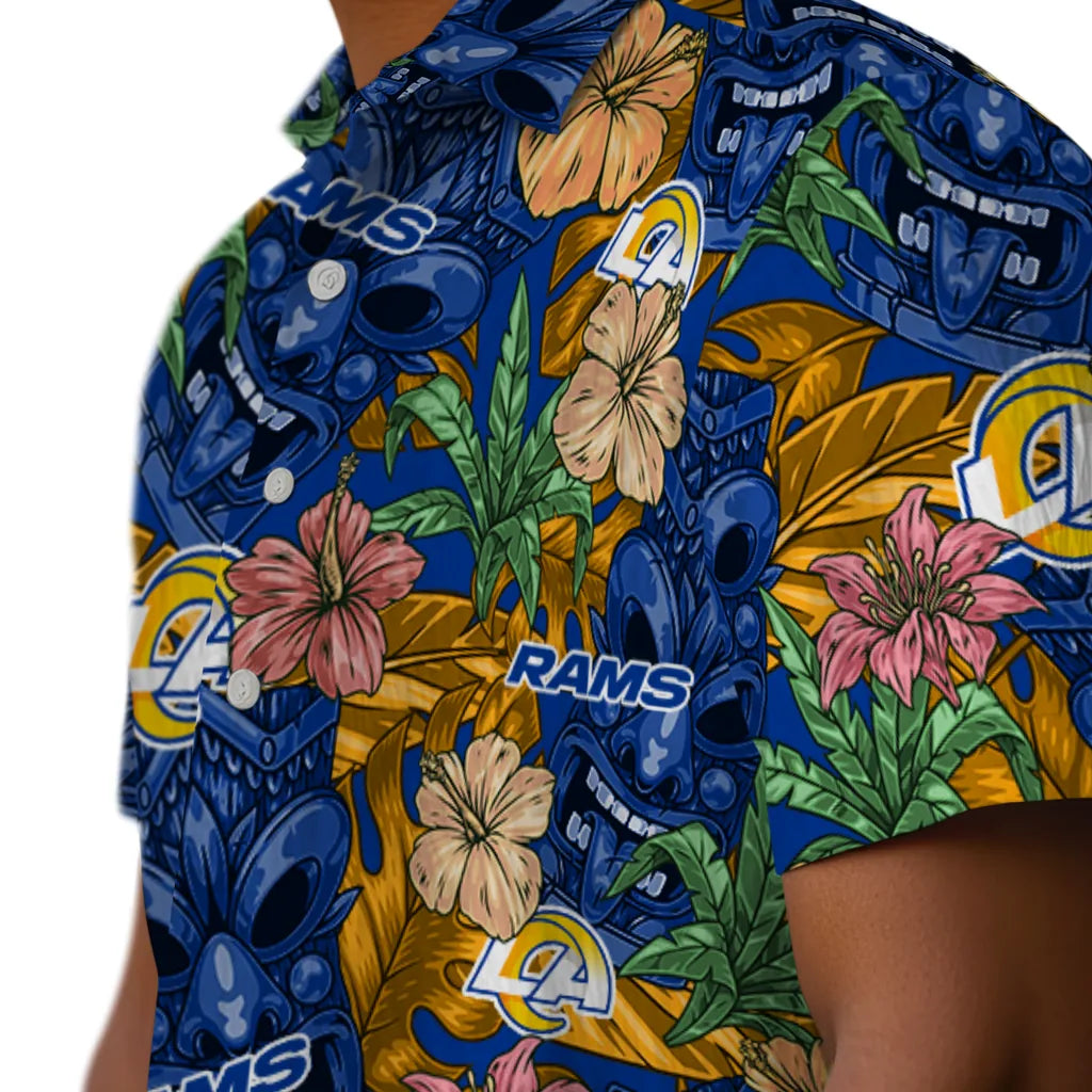 Los Angeles Rams Hawaiian Shirt - Hibiscus Tiki Jungle | Moonbestprint
