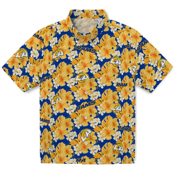 Los Angeles Rams Hawaiian Shirt - Hibiscus Tropics | Moonbestprint