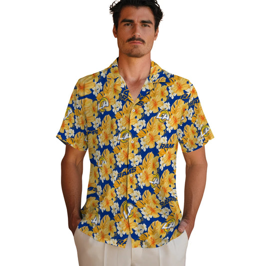 Los Angeles Rams Hawaiian Shirt - Hibiscus Tropics | Moonbestprint