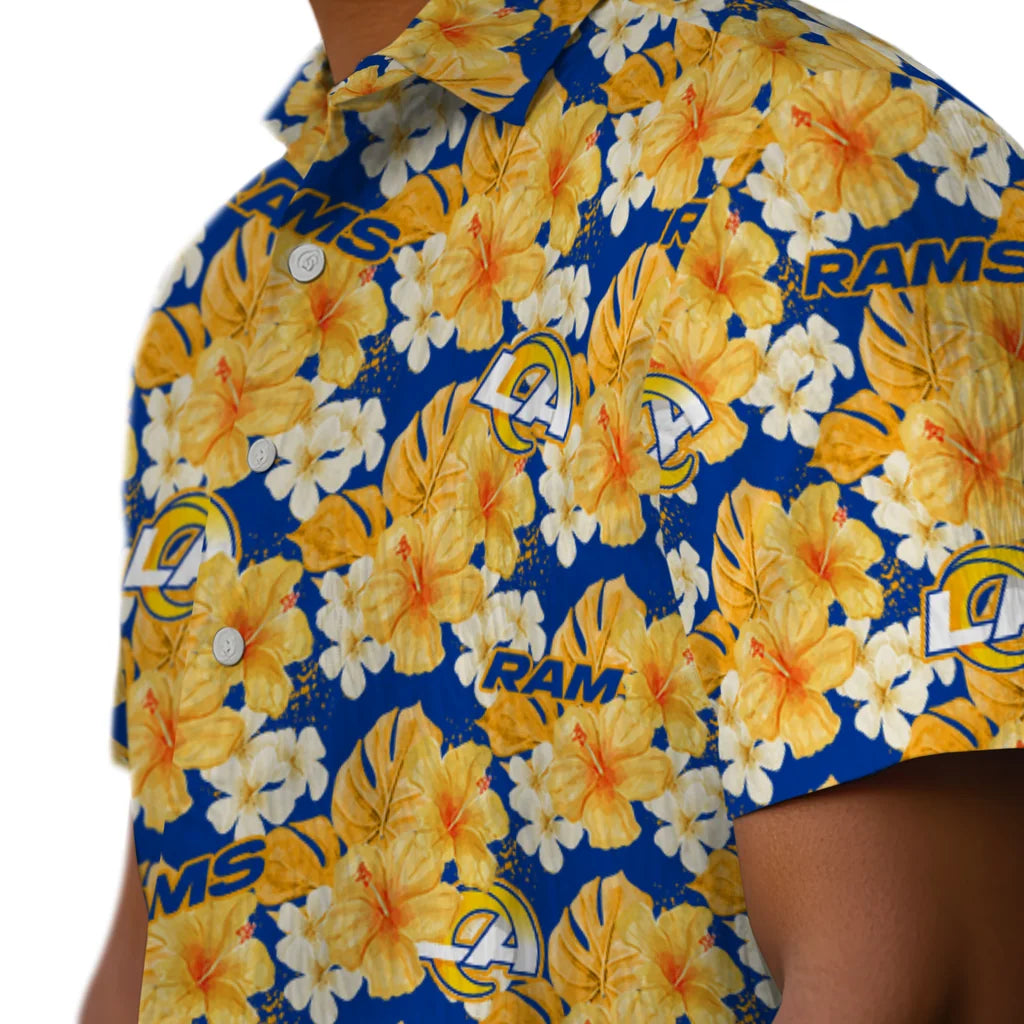 Los Angeles Rams Hawaiian Shirt - Hibiscus Tropics | Moonbestprint