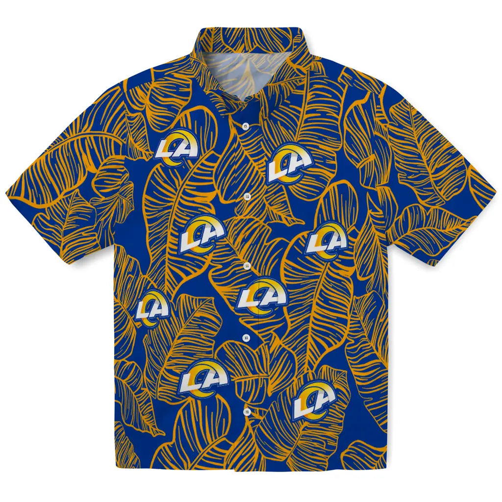 Los Angeles Rams Hawaiian Shirt - Leaf Outline | Moonbestprint