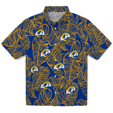 Los Angeles Rams Hawaiian Shirt - Leaf Outline | Moonbestprint