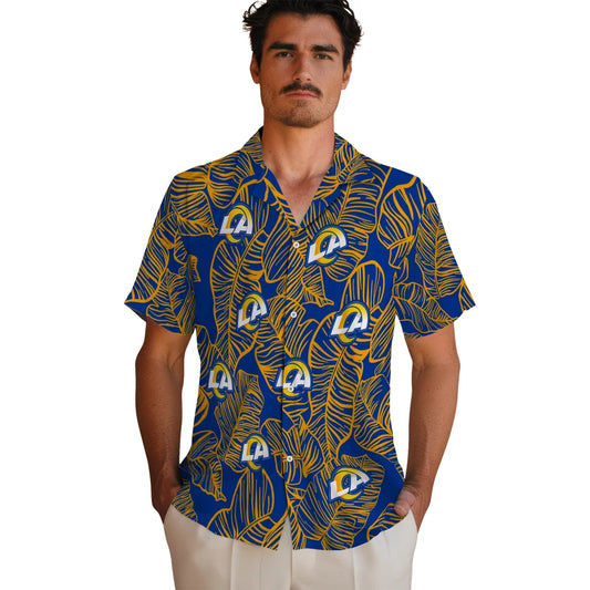 Los Angeles Rams Hawaiian Shirt - Leaf Outline | Moonbestprint