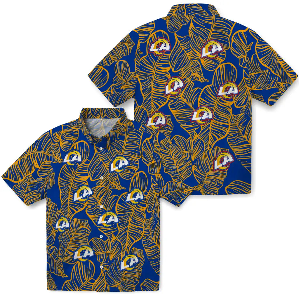 Los Angeles Rams Hawaiian Shirt - Leaf Outline | Moonbestprint