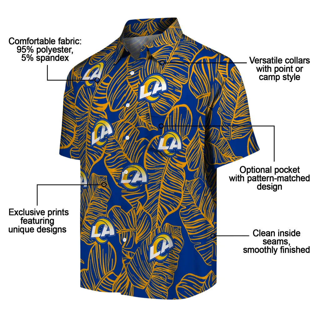 Los Angeles Rams Hawaiian Shirt - Leaf Outline | Moonbestprint