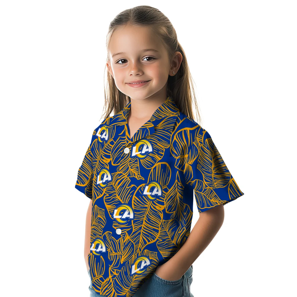 Los Angeles Rams Hawaiian Shirt - Leaf Outline | Moonbestprint