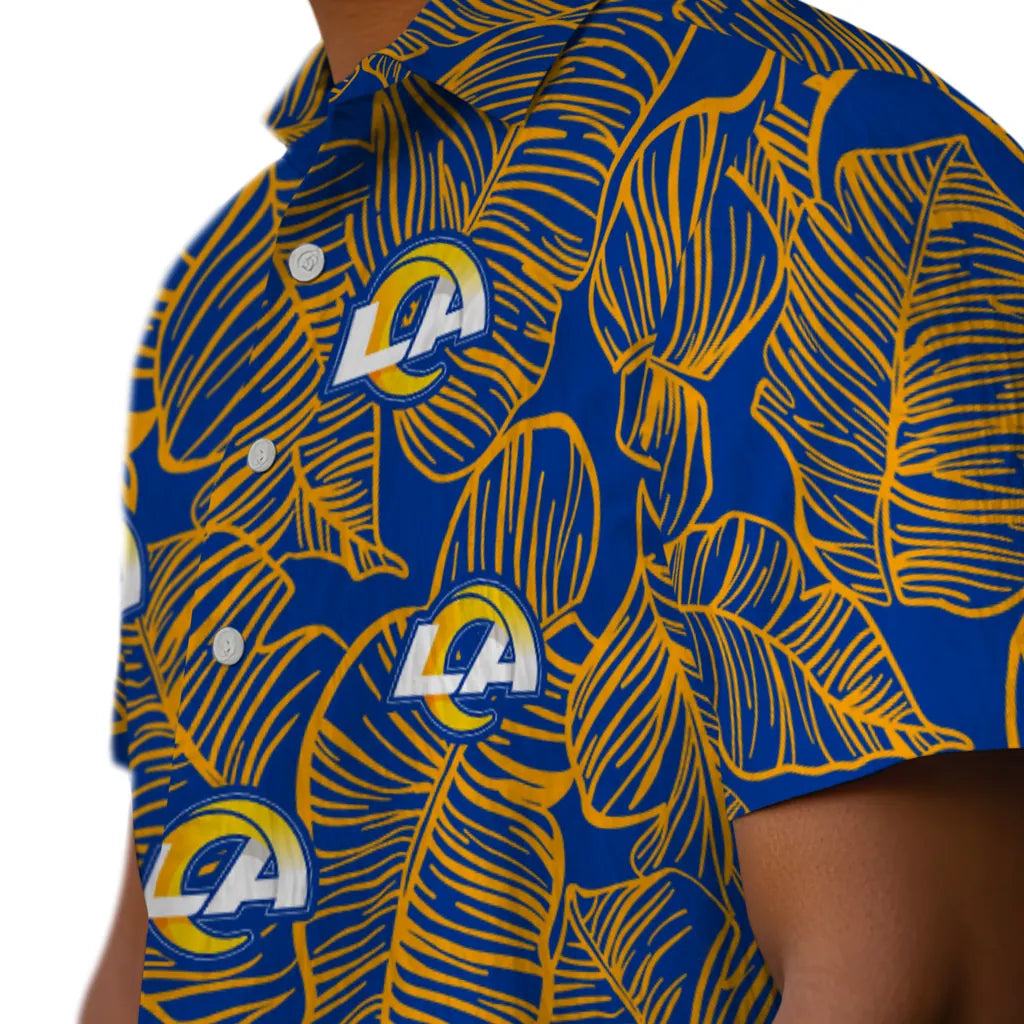 Los Angeles Rams Hawaiian Shirt - Leaf Outline | Moonbestprint