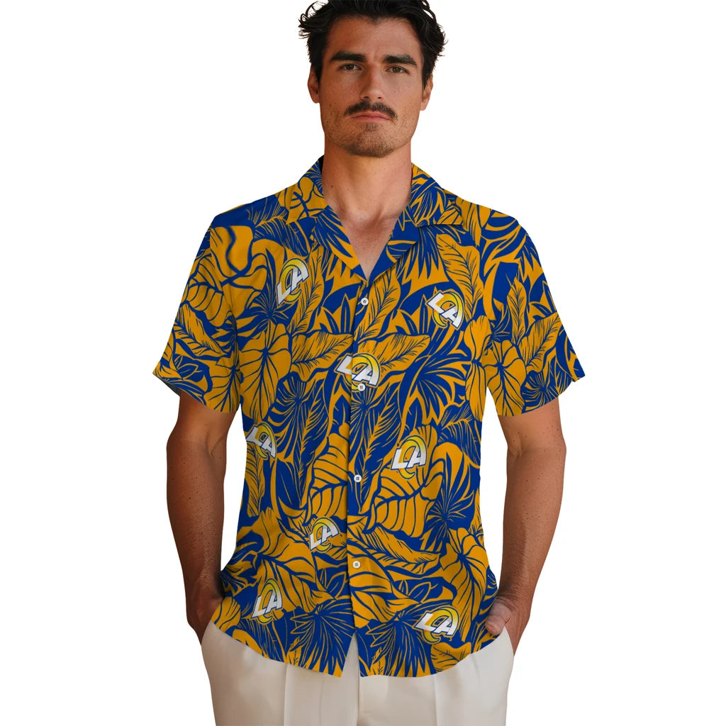 Los Angeles Rams Hawaiian Shirt - Monstera Layer | Moonbestprint