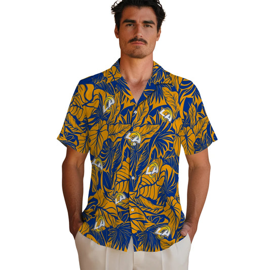 Los Angeles Rams Hawaiian Shirt - Monstera Layer | Moonbestprint