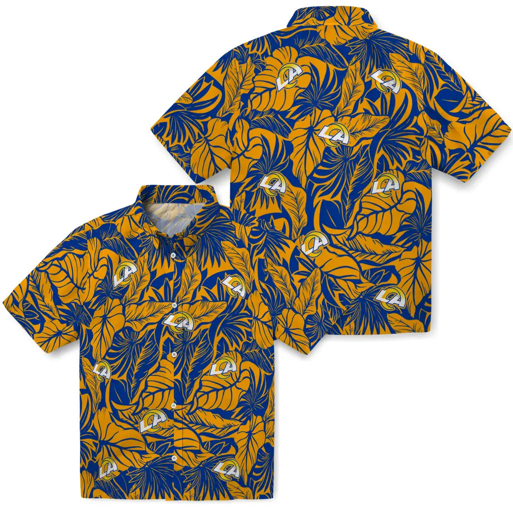 Los Angeles Rams Hawaiian Shirt - Monstera Layer | Moonbestprint