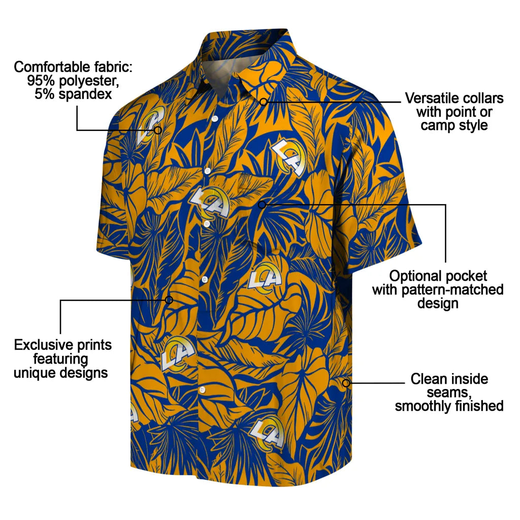 Los Angeles Rams Hawaiian Shirt - Monstera Layer | Moonbestprint