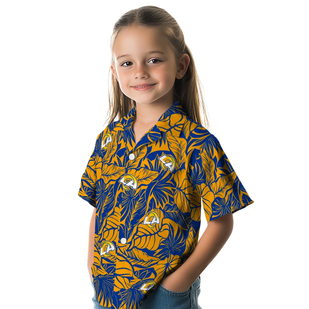 Los Angeles Rams Hawaiian Shirt - Monstera Layer | Moonbestprint