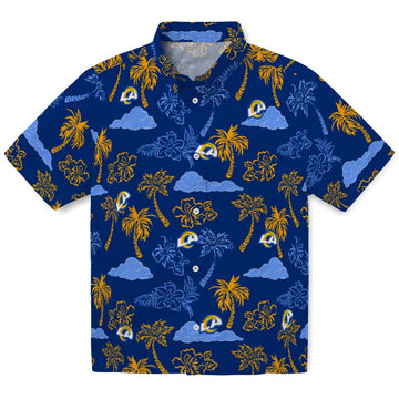 Los Angeles Rams Hawaiian Shirt - Palm And Clouds | Moonbestprint