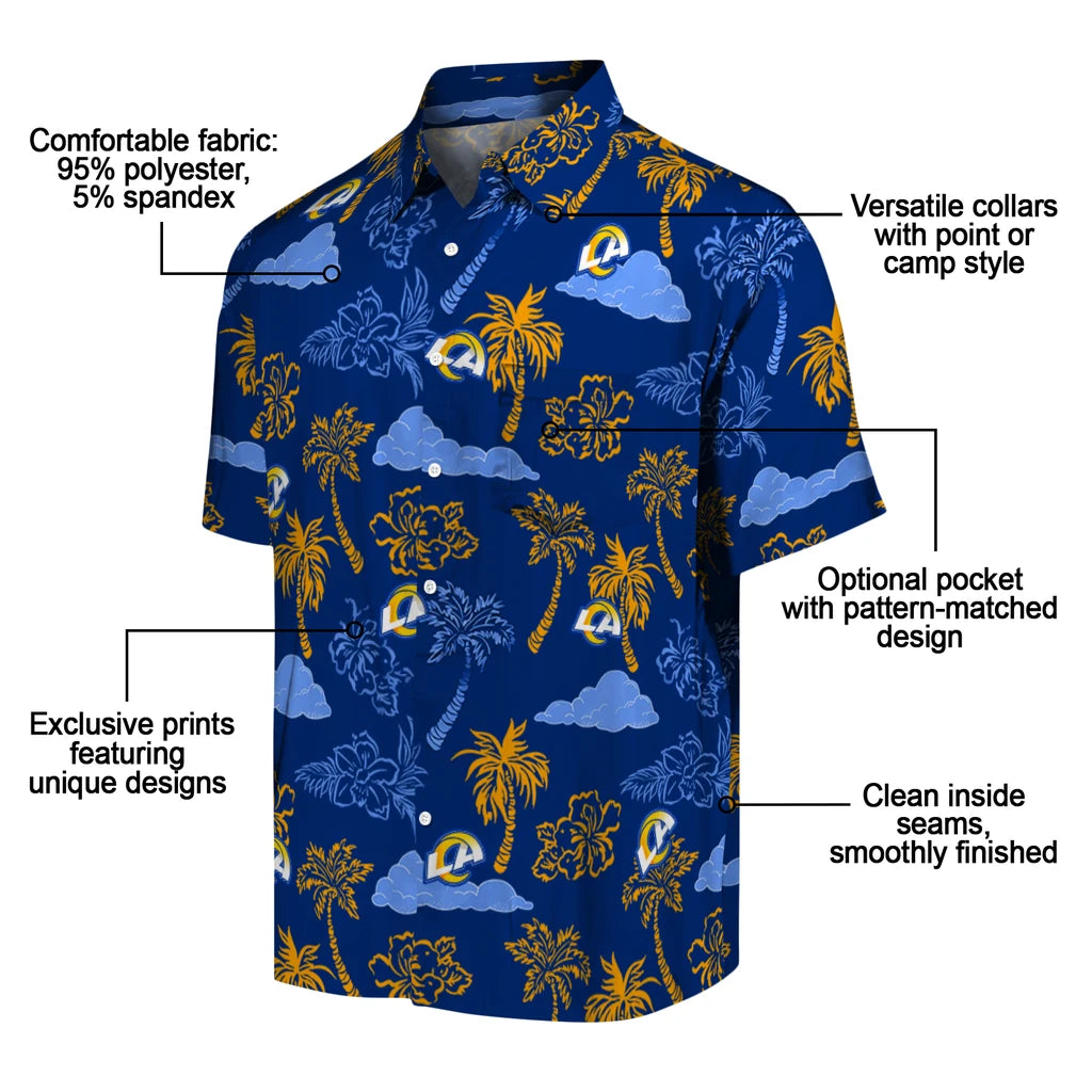 Los Angeles Rams Hawaiian Shirt - Palm And Clouds | Moonbestprint