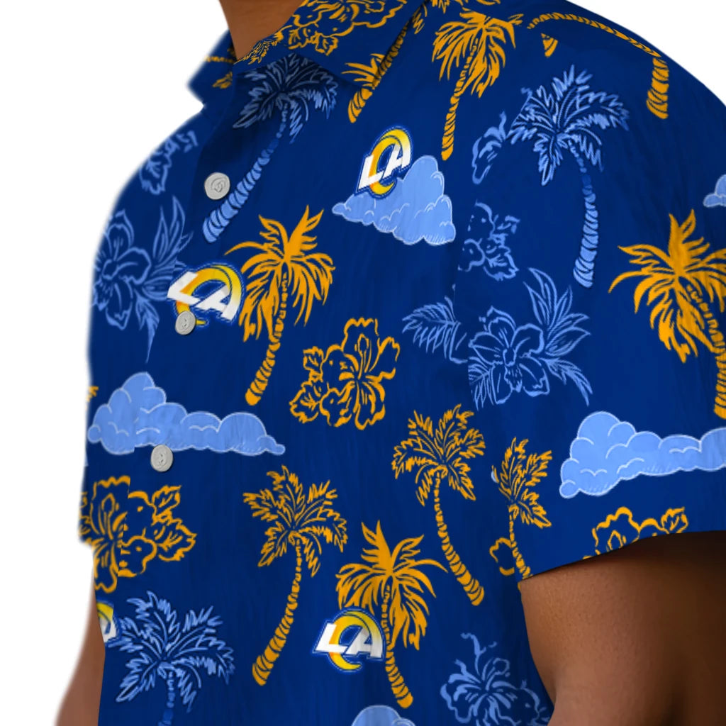 Los Angeles Rams Hawaiian Shirt - Palm And Clouds | Moonbestprint