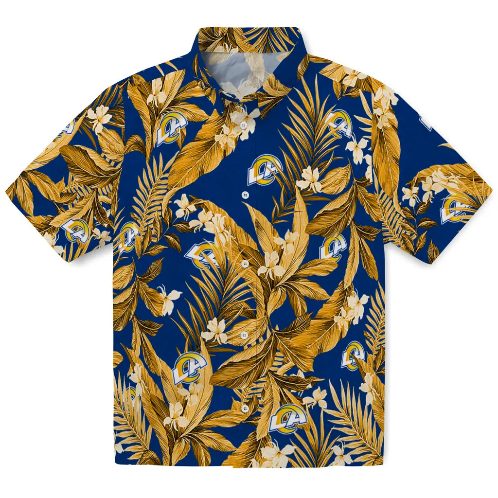 Los Angeles Rams Hawaiian Shirt - Palm Leaves | Moonbestprint