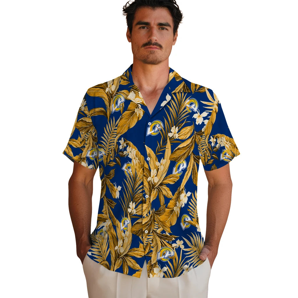 Los Angeles Rams Hawaiian Shirt - Palm Leaves | Moonbestprint