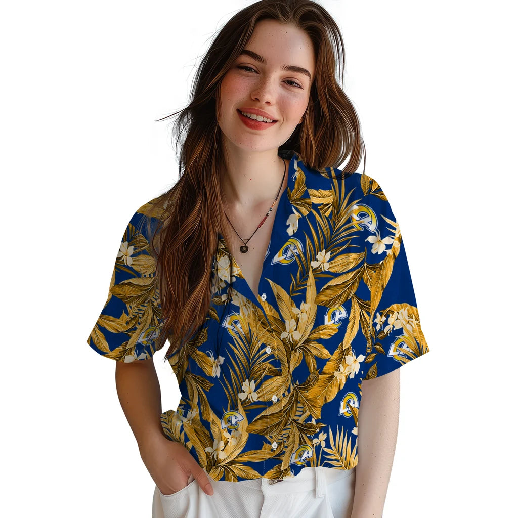 Los Angeles Rams Hawaiian Shirt - Palm Leaves | Moonbestprint