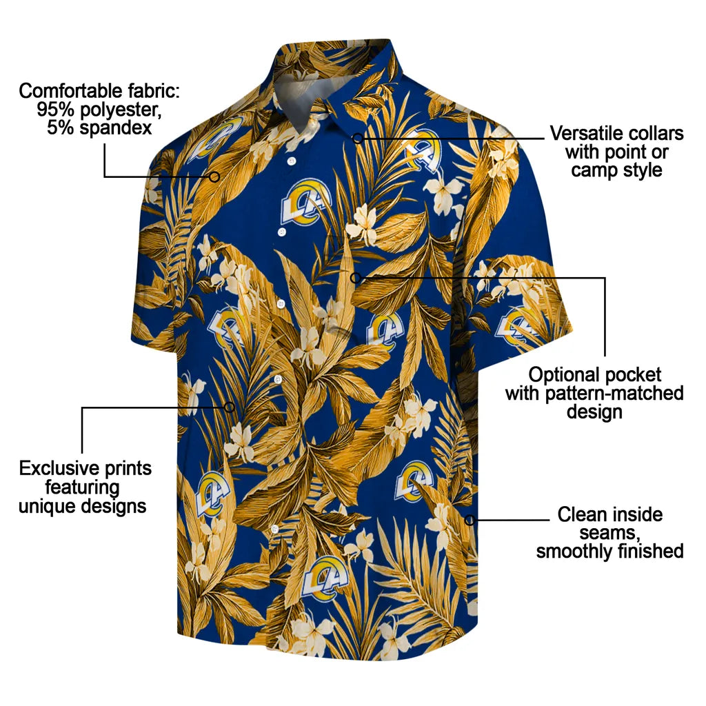 Los Angeles Rams Hawaiian Shirt - Palm Leaves | Moonbestprint