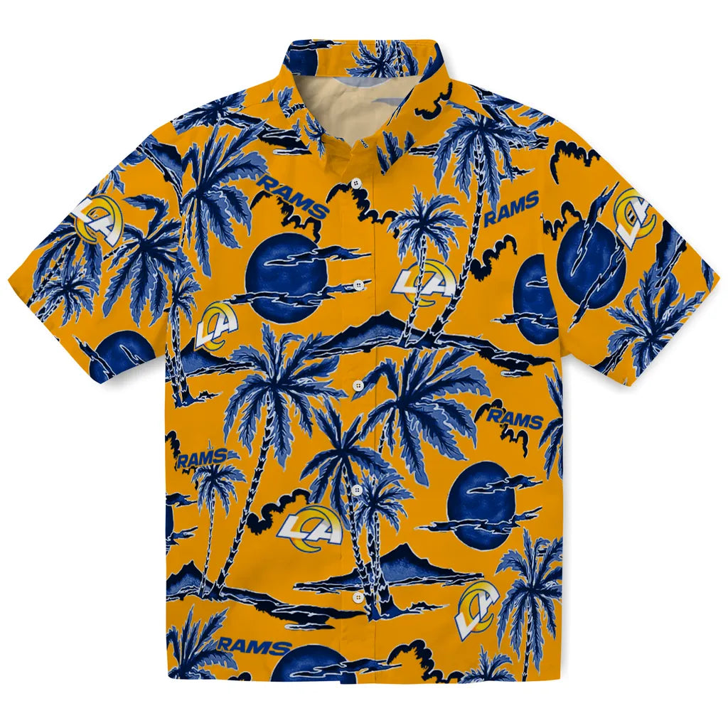 Los Angeles Rams Hawaiian Shirt - Palm Sunset | Moonbestprint