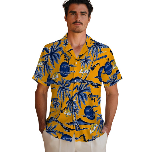 Los Angeles Rams Hawaiian Shirt - Palm Sunset | Moonbestprint