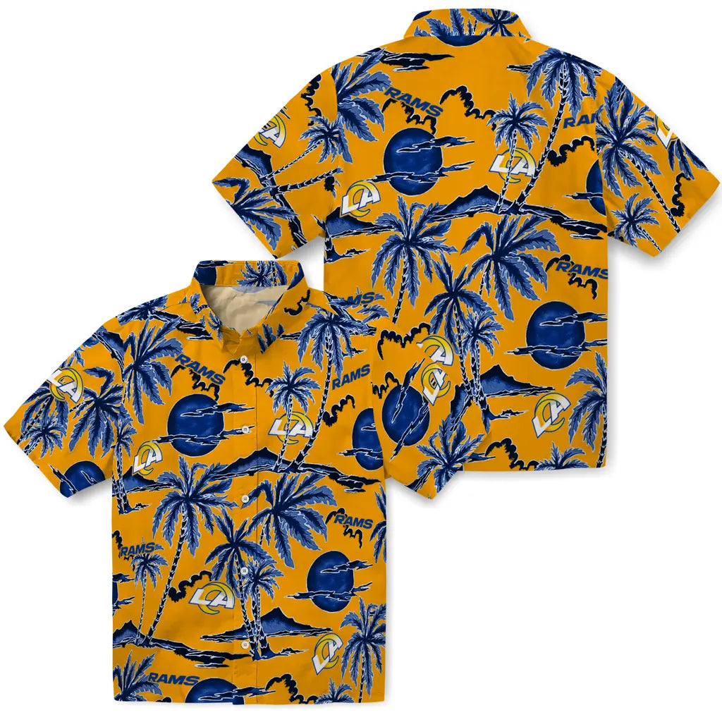 Los Angeles Rams Hawaiian Shirt - Palm Sunset | Moonbestprint