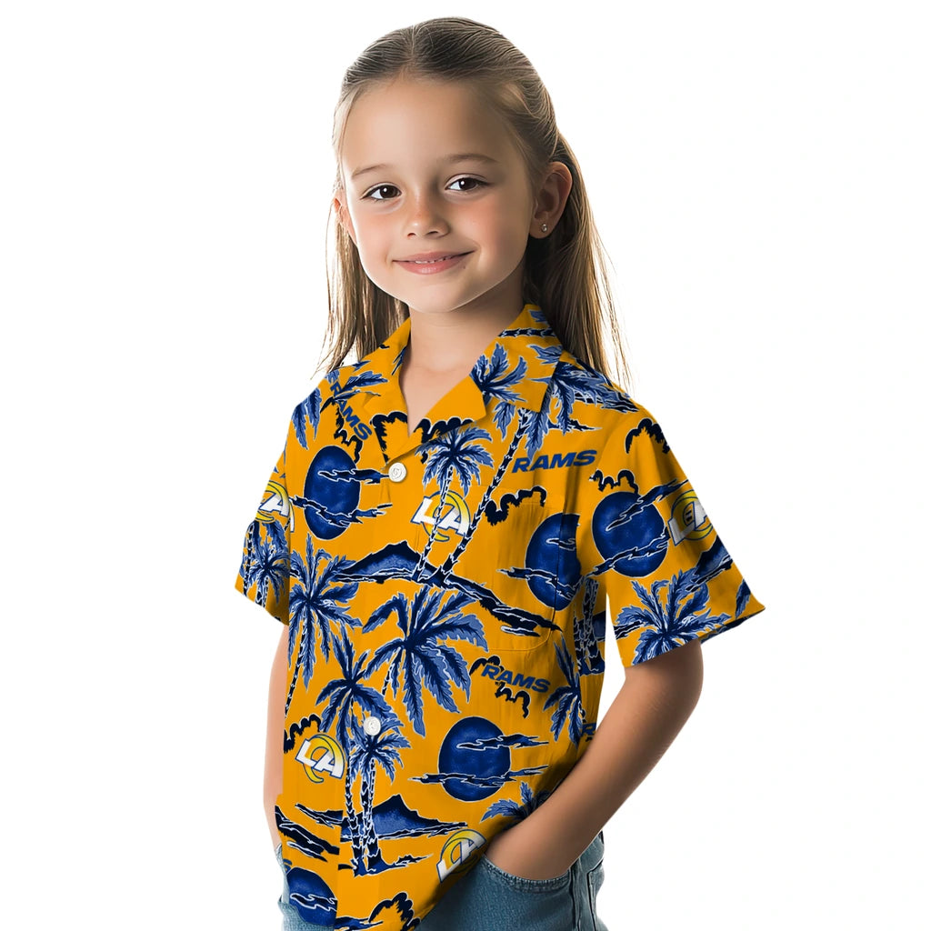 Los Angeles Rams Hawaiian Shirt - Palm Sunset | Moonbestprint