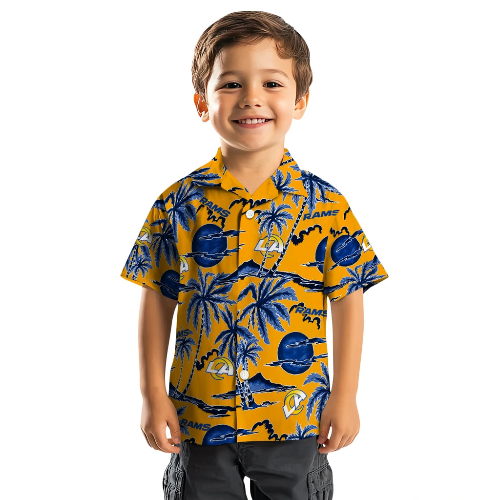 Los Angeles Rams Hawaiian Shirt - Palm Sunset | Moonbestprint