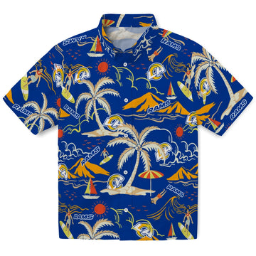 Los Angeles Rams Hawaiian Shirt - Palm Tree Island | Moonbestprint