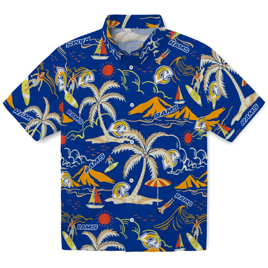 Los Angeles Rams Hawaiian Shirt - Palm Tree Island | Moonbestprint