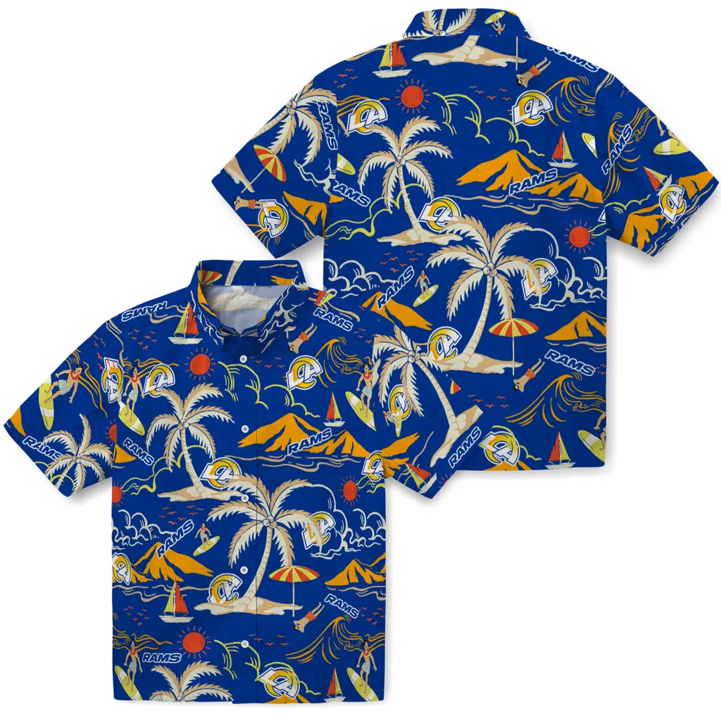 Los Angeles Rams Hawaiian Shirt - Palm Tree Island | Moonbestprint