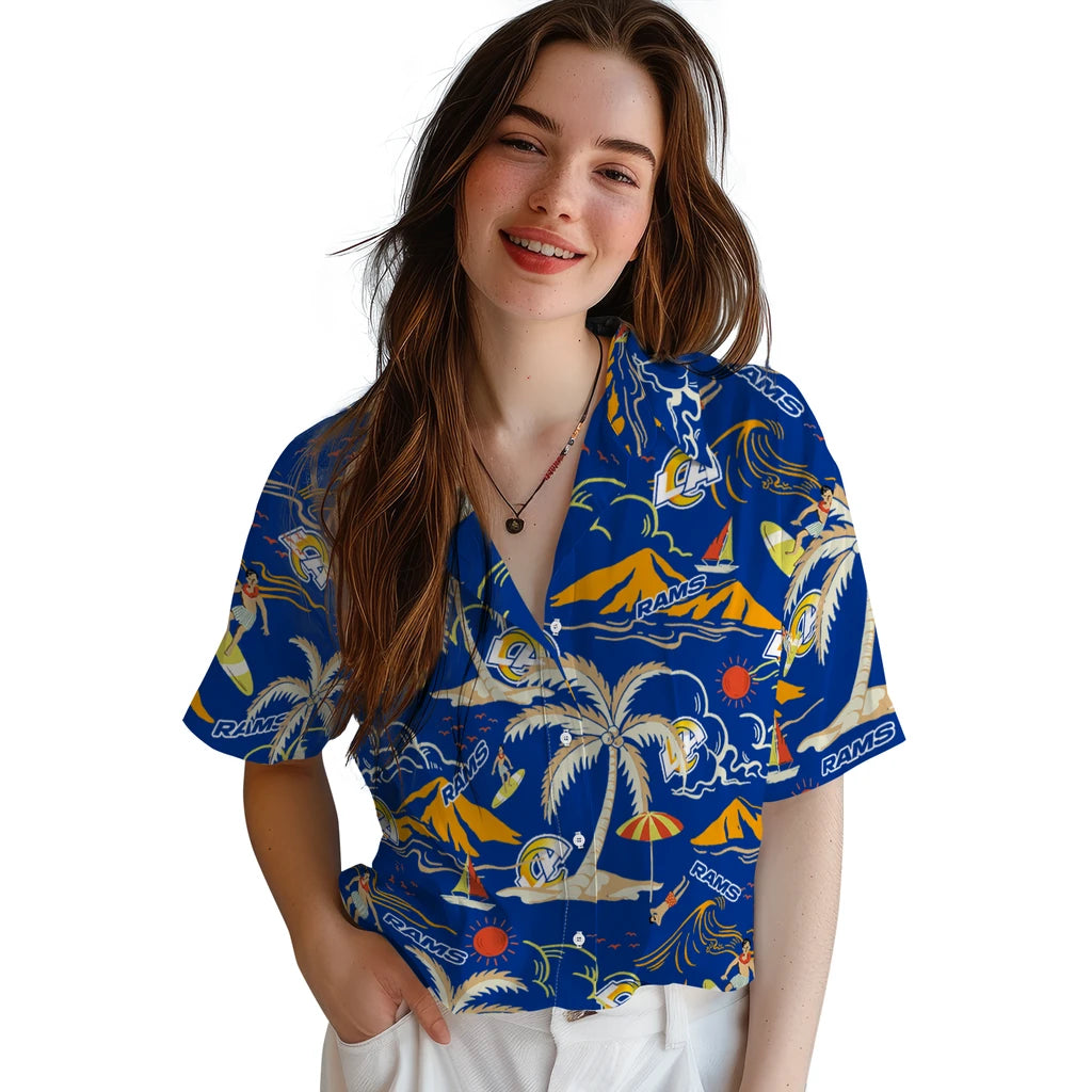Los Angeles Rams Hawaiian Shirt - Palm Tree Island | Moonbestprint