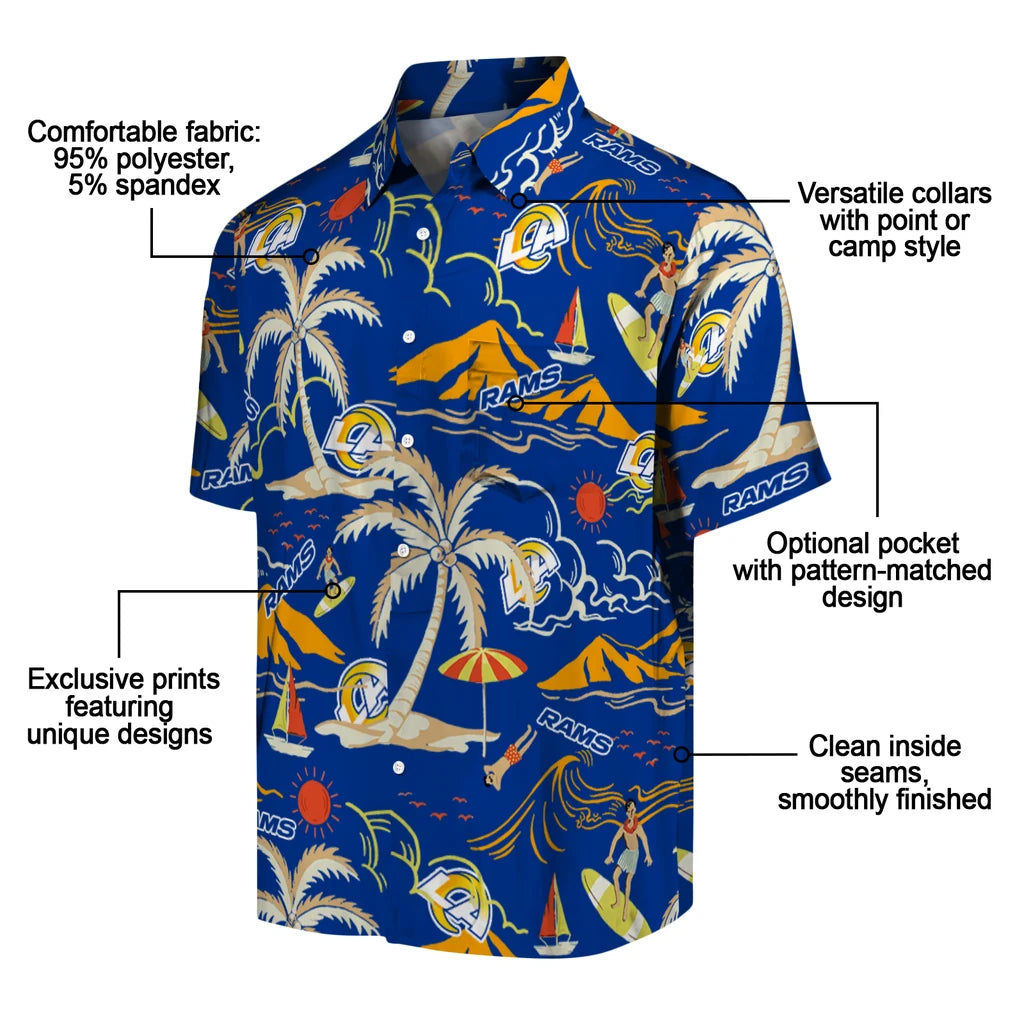 Los Angeles Rams Hawaiian Shirt - Palm Tree Island | Moonbestprint