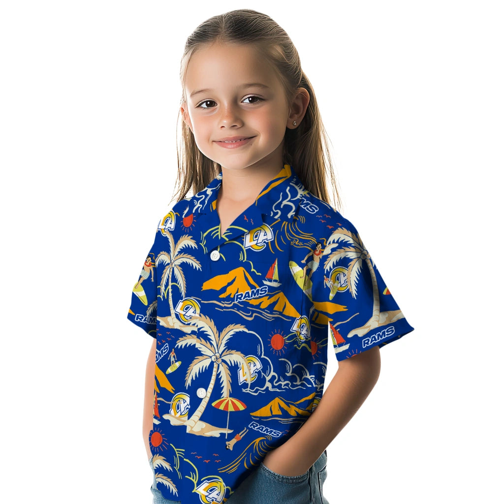 Los Angeles Rams Hawaiian Shirt - Palm Tree Island | Moonbestprint
