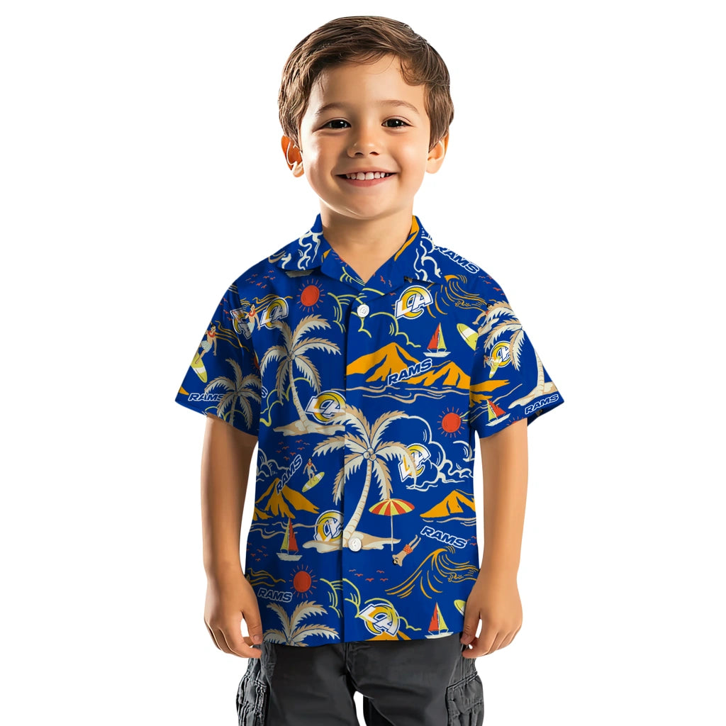 Los Angeles Rams Hawaiian Shirt - Palm Tree Island | Moonbestprint