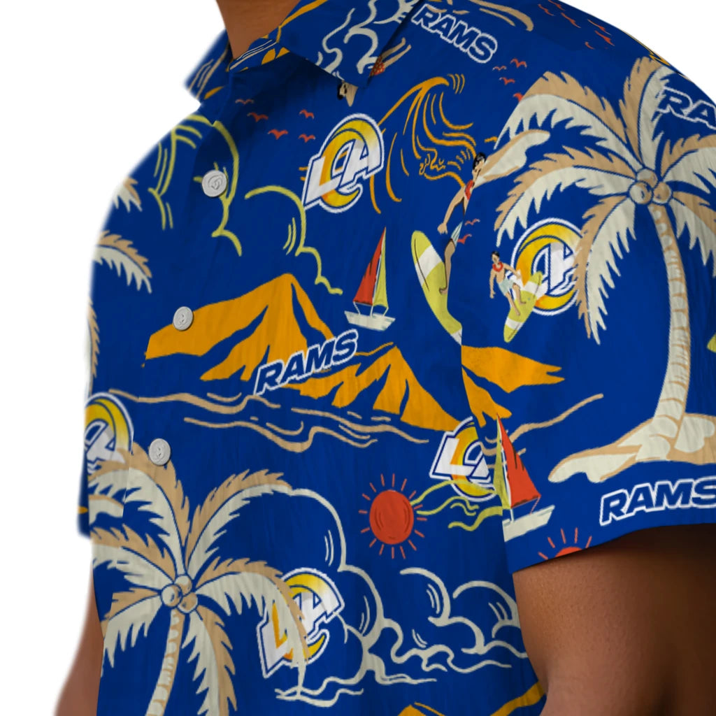 Los Angeles Rams Hawaiian Shirt - Palm Tree Island | Moonbestprint