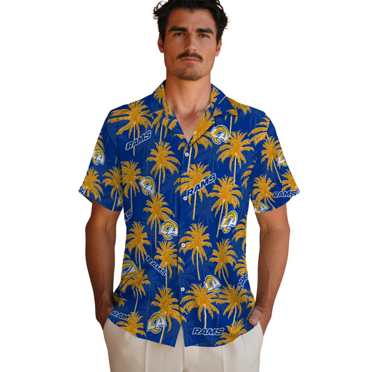 Los Angeles Rams Hawaiian Shirt - Palm Tree Motif | Moonbestprint