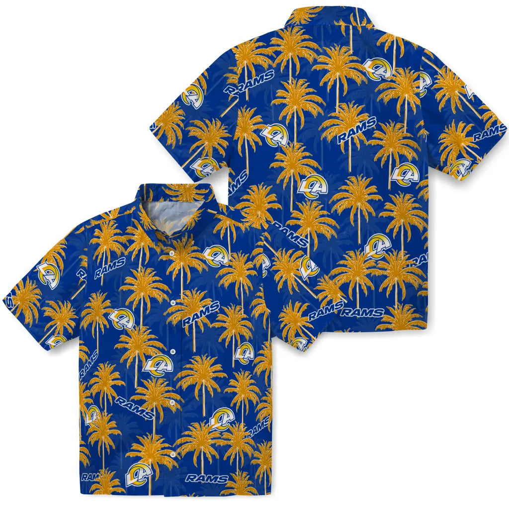 Los Angeles Rams Hawaiian Shirt - Palm Tree Motif | Moonbestprint