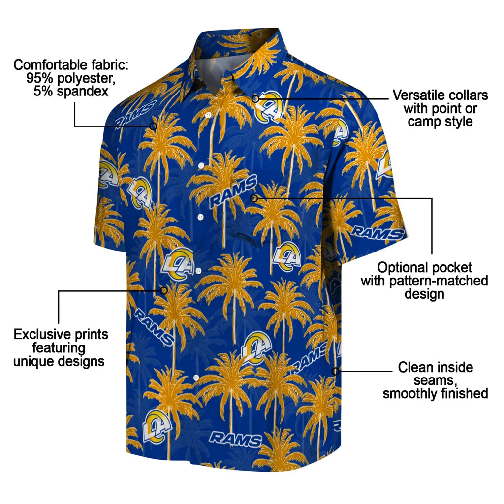 Los Angeles Rams Hawaiian Shirt - Palm Tree Motif | Moonbestprint