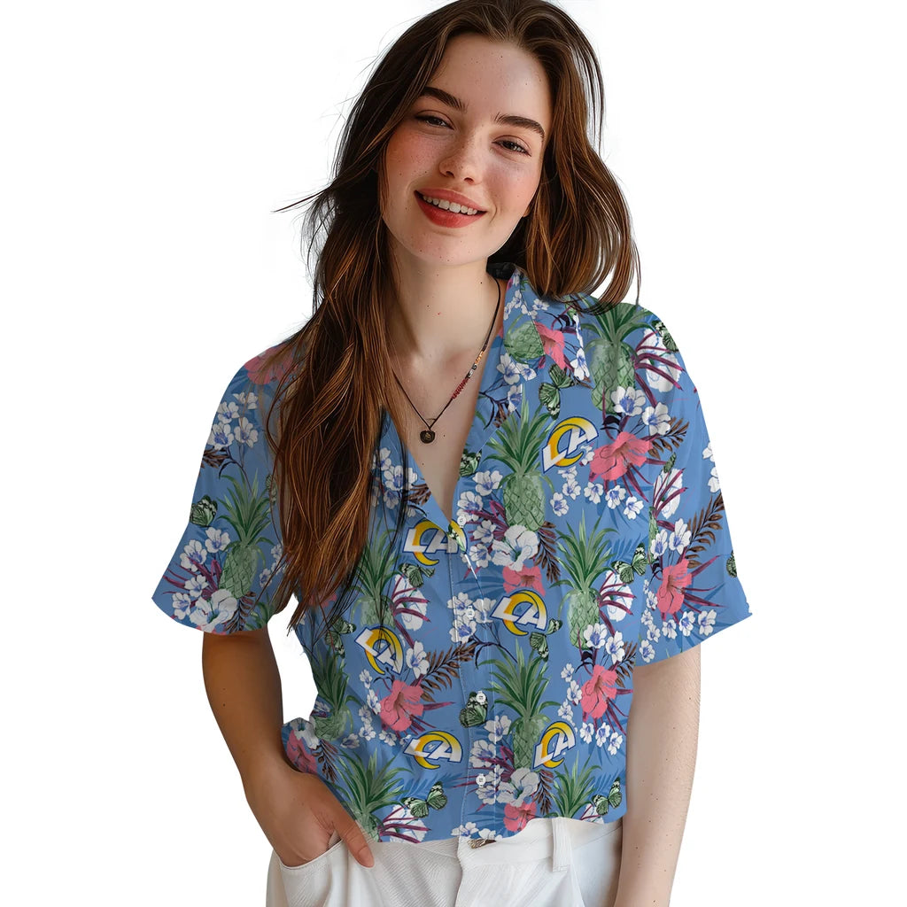 Los Angeles Rams Hawaiian Shirt - Pineapple Bouquet | Moonbestprint