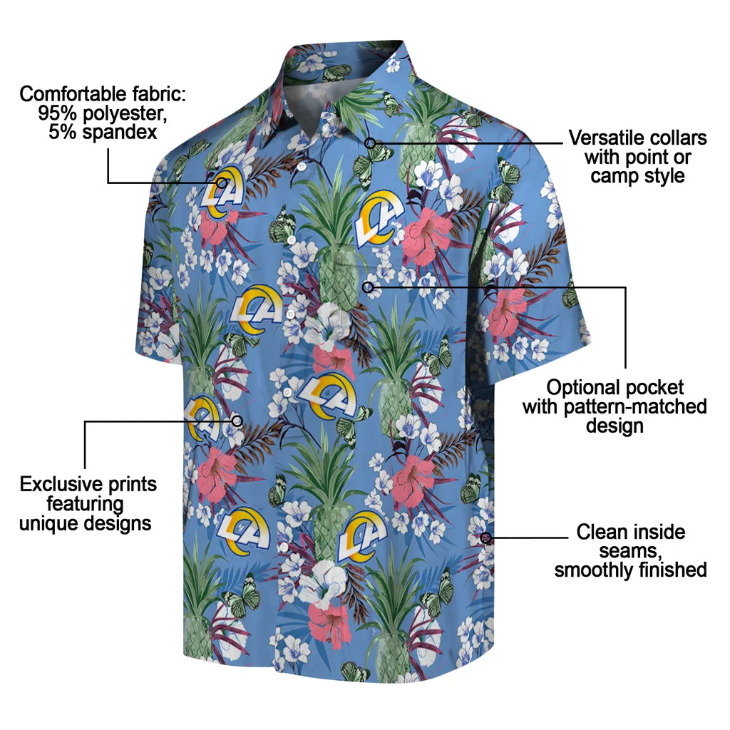Los Angeles Rams Hawaiian Shirt - Pineapple Bouquet | Moonbestprint